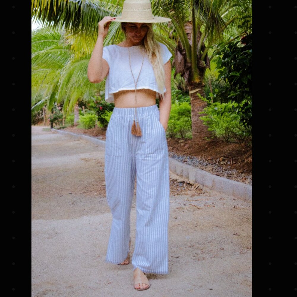 Beachly - Palmera Linen Beach Pant - Seaside Stripe